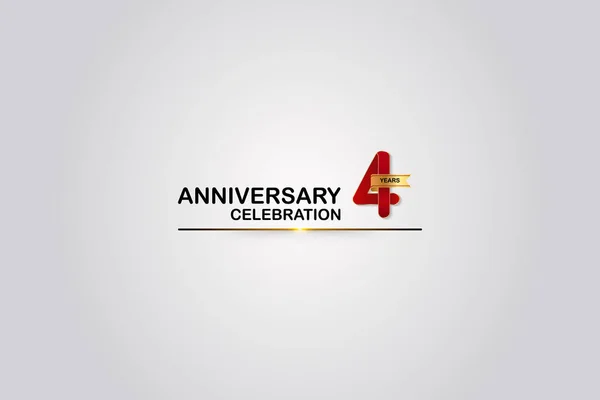 Logotipo Aniversário Anos Com Cor Vermelha Elegante Fita Dourada Isolada —  Vetores de Stock