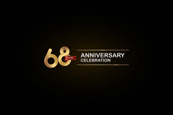 Logotipo Celebrazione Dei Anni Con Nastro Dorato Argento Rosso Sfondo — Vettoriale Stock
