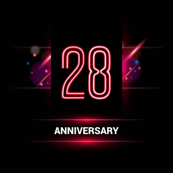 Anni Anniversario Disegno Del Logo Vettoriale Utilizzando Stile Neon Con — Vettoriale Stock