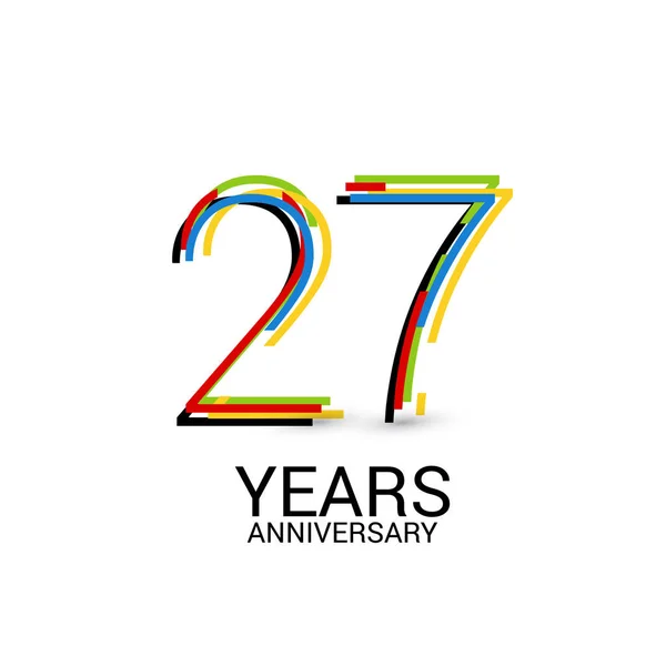 27周年纪念多彩的标志庆祝在白色背景隔绝了 — 图库矢量图片
