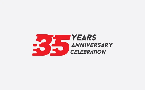 Anniversario Celebrazione Logotipo Illustrazione Vettoriale Con Numero Spruzzi Rossi Isolato — Vettoriale Stock