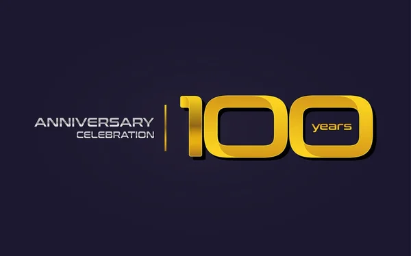 Logo Celebração Aniversário 100 Anos Amarelo Ilustração Vetor Fundo Roxo — Vetor de Stock