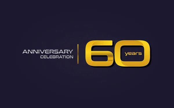 Logo Célébration 60E Anniversaire Jaune Illustration Vectorielle Sur Fond Violet — Image vectorielle