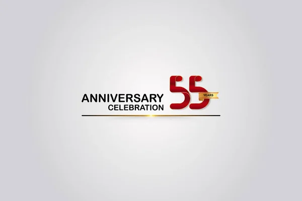 Logotipo Anniversario Anni Con Elegante Colore Rosso Nastro Dorato Isolato — Vettoriale Stock