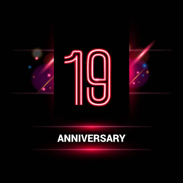 Anni Anniversario Disegno Del Logo Vettoriale Utilizzando Stile Neon Con — Vettoriale Stock