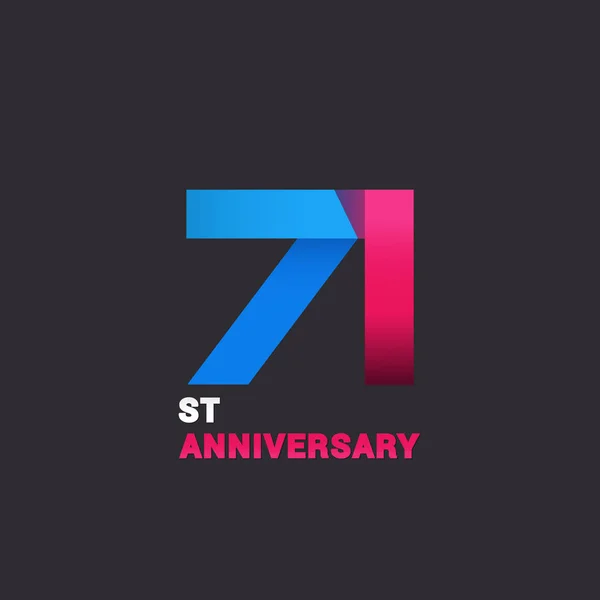 Celebração Logotipo Aniversário 71St Ilustração Plana Azul Rosa Vetor Projeto —  Vetores de Stock