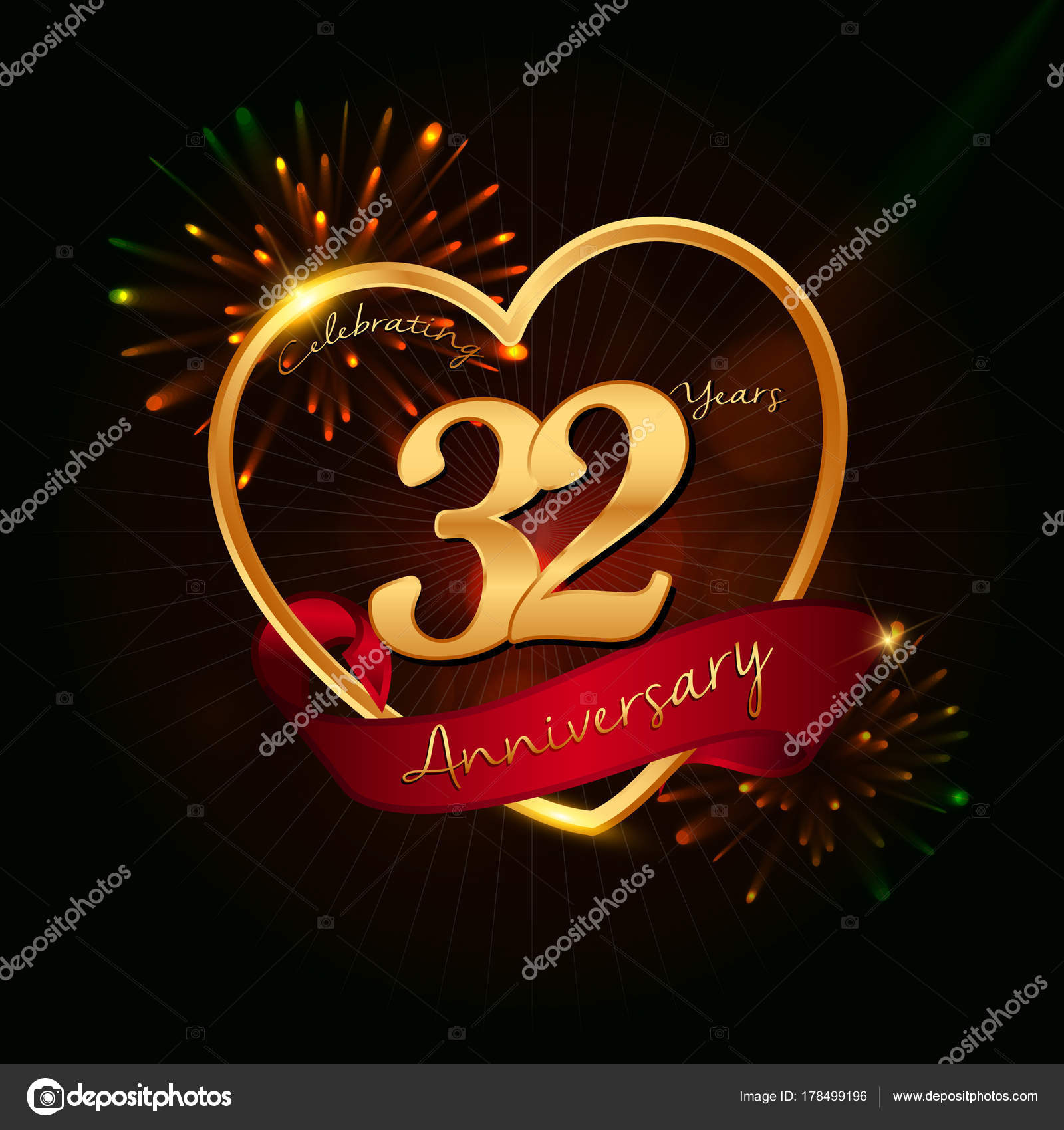 36 Anniversario Di Matrimonio.32 Years Anniversary Logo Stock Vector C Seklihermantaputra