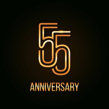 55 yaş altın yıldönümü tasarım çok liner numarasını kullanarak, siyah arka plan üzerine illüstrasyon vektör 