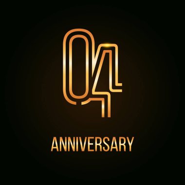 4 yıl altın yıldönümü tasarım çok liner numarasını kullanarak, siyah arka plan üzerine illüstrasyon vektör 