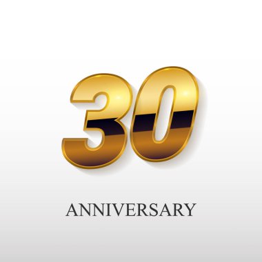 30 yıl altın yıldönümü vektör Logo tasarımı, beyaz arka plan üzerinde izole vektör çizim