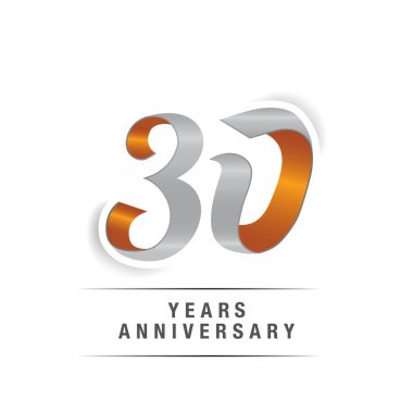 30 yıl Logo kutlamaları sarı ve gri renkler, vektör çizim Isolated beyaz arka plan üzerinde