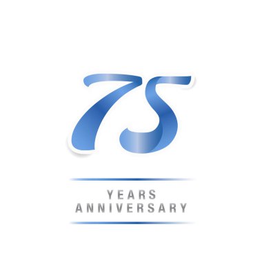 75 yıl yıldönümü kutlama mavi logo şablonu, beyaz arka plan üzerinde izole vektör çizim