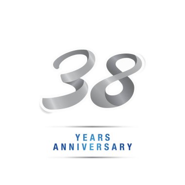 38 yaş gümüş yıldönümü kutlama logosu, beyaz arka plan üzerinde izole vektör çizim
