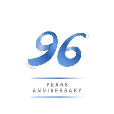 96 yıl yıldönümü kutlama mavi logo şablonu, beyaz arka plan üzerinde izole vektör çizim