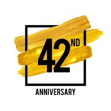 42 yıl yıldönümü kutlama logo beyaz arka plan üzerinde izole altın fırça süsleme ile. Vektör çizim