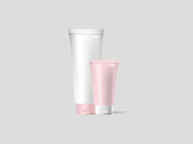 Gerçekçi Kozmetik Şişeler kümesi. Renkli vektör çizim