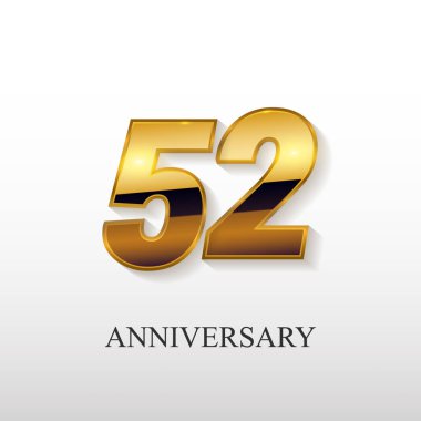 52 yaş altın yıldönümü vektör Logo tasarımı, beyaz arka plan üzerinde izole vektör çizim