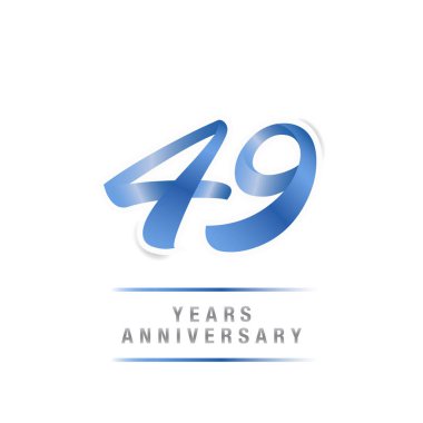 49 yıl yıldönümü kutlama mavi logo şablonu, beyaz arka plan üzerinde izole vektör çizim