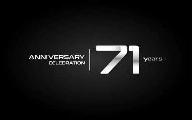 71 yıl yıldönümü kutlama logoda beyaz degrade. Vektör çizim koyu arka plan üzerinde