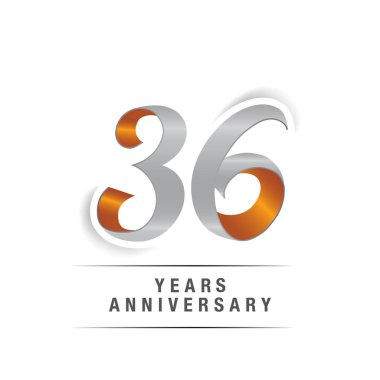 36 yıl Logo kutlamaları sarı ve gri renkler, vektör çizim Isolated beyaz arka plan üzerinde