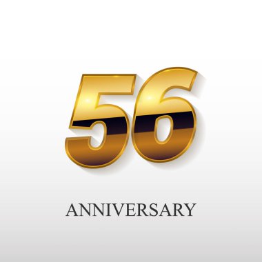 56 yaş altın yıldönümü vektör Logo tasarımı, beyaz arka plan üzerinde izole vektör çizim