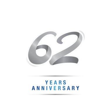 62 yaş gümüş yıldönümü kutlama logosu, beyaz arka plan üzerinde izole vektör çizim