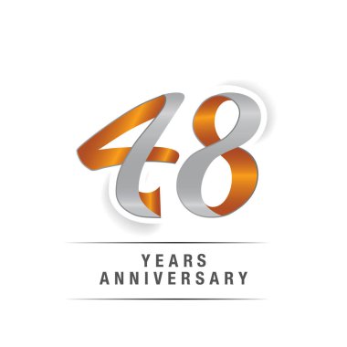 48 yaş Logo kutlamaları sarı ve gri renkler, vektör çizim Isolated beyaz arka plan üzerinde