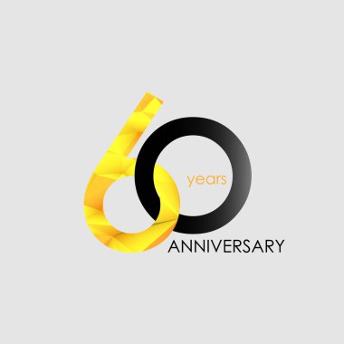 60 yıl yıldönümü geometrik tarzı ile vektör çizim renkli düşük Poli tasarımıyla 