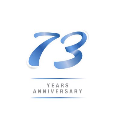 73 yıl yıldönümü kutlama mavi logo şablonu, beyaz arka plan üzerinde izole vektör çizim