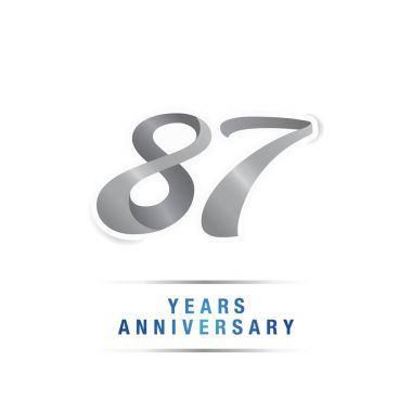 87 yıl yıldönümü kutlama logosu, vektör illüstrasyon izole beyaz arka plan üzerinde gümüş