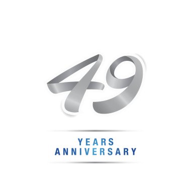 49 yaş gümüş yıldönümü kutlama logosu, beyaz arka plan üzerinde izole vektör çizim