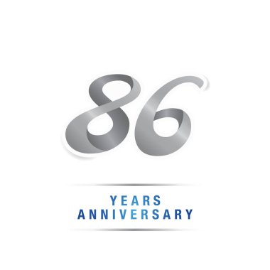 86 yıl yıldönümü kutlama logosu, vektör illüstrasyon izole beyaz arka plan üzerinde gümüş