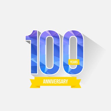 Düşük Poli dizayn ile 100 yıl yıldönümü. Beyaz arka plan üzerinde izole renkli vektör çizim