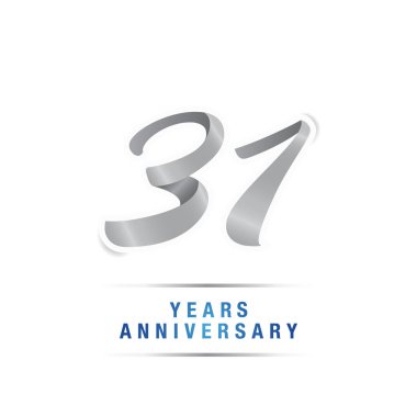 31 yaş gümüş yıldönümü kutlama logosu, beyaz arka plan üzerinde izole vektör çizim