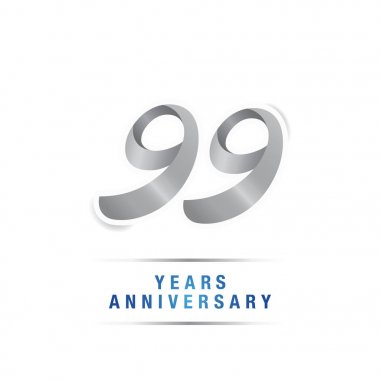 99 yıl yıldönümü kutlama logosu, vektör illüstrasyon izole beyaz arka plan üzerinde gümüş