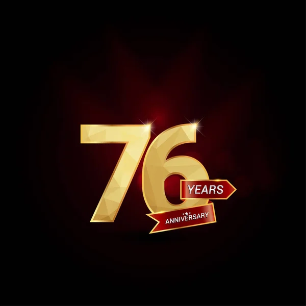76 anni d'oro Anniversario logo — Vettoriale Stock