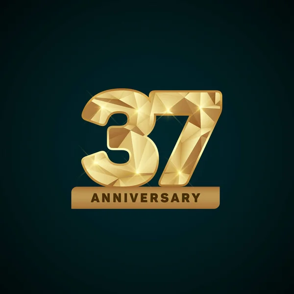 37 Years Golden Anniversary Logotype — Stock Vector