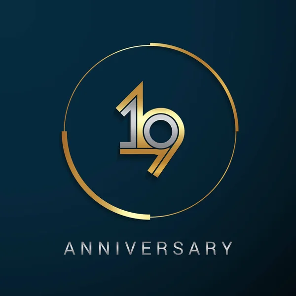 19 Years Anniversary Logotype — Stock Vector