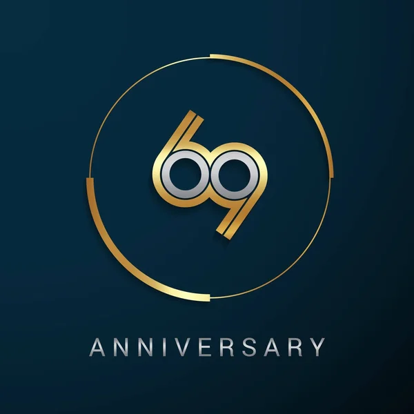 Logotipo de aniversário de 69 anos — Vetor de Stock