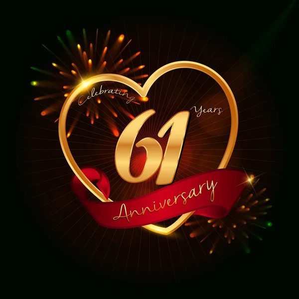 61 anni logo anniversario — Vettoriale Stock