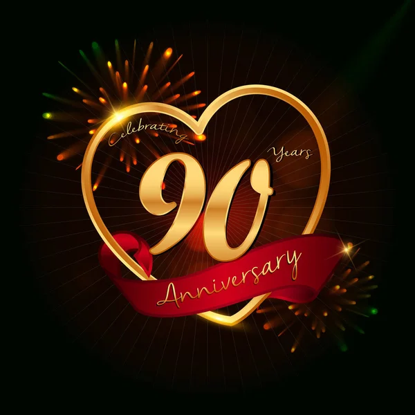 Logo anniversario 90 anni — Vettoriale Stock