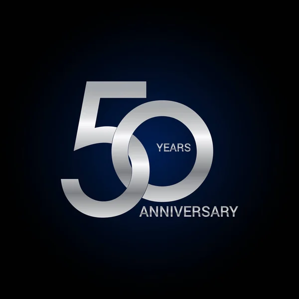 Años Aniversario Plata Diseño Logotipo Simple Ilustración Vectorial Sobre Fondo — Archivo Imágenes Vectoriales