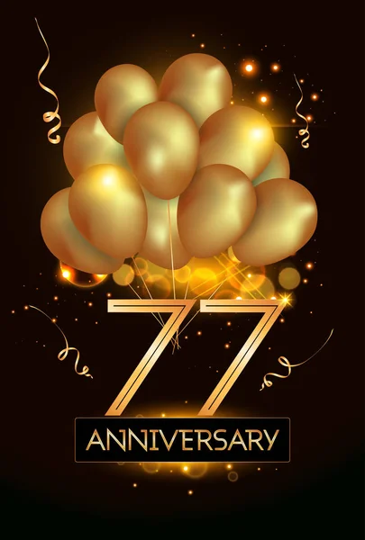 Kutlamaları Logo Altın Balonlar Konfeti Koyu Arka Plan Üzerinde Vektör — Stok Vektör