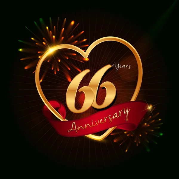 66 anni logo anniversario — Vettoriale Stock