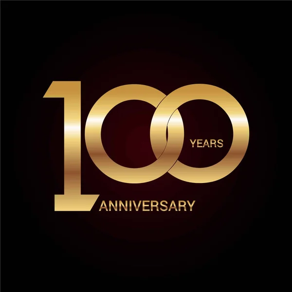 100 Years Gold Anniversary Celebration Simple Logo Vector Illustration Dark — Stock Vector
