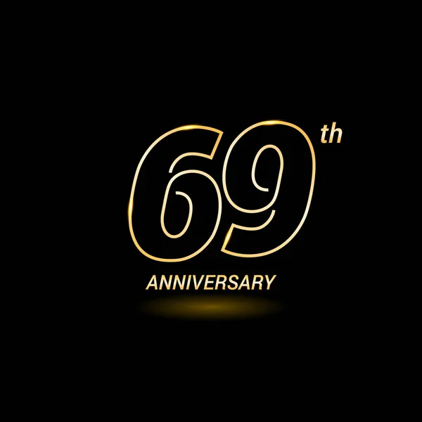 69 anos logotipo aniversário — Vetor de Stock