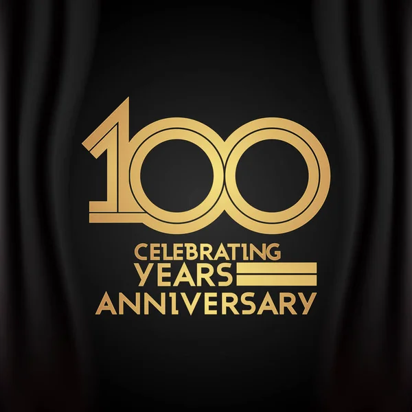 黄金多線形番号 黒の背景のベクトル図で 100 年周年記念ロゴ — ストックベクタ