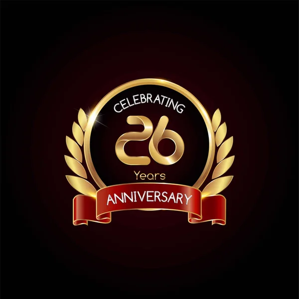 Ans Anniversaire Célébrant Logo Avec Ruban Rouge Illustration Vectorielle Sur — Image vectorielle