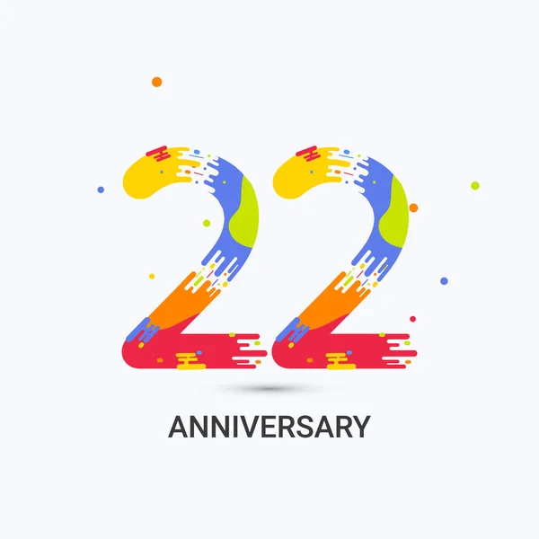 Yıl Yıldönümü Beyaz Arka Plan Üzerinde Izole Sıçrama Renkli Logo — Stok Vektör