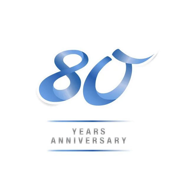 80周年庆典蓝色徽标模板 在白色背景上隔离的矢量插图 — 图库矢量图片